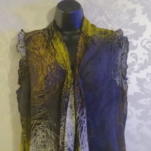 Chic Multicolor Sheer Women's Blouse - Picture 2 of 5